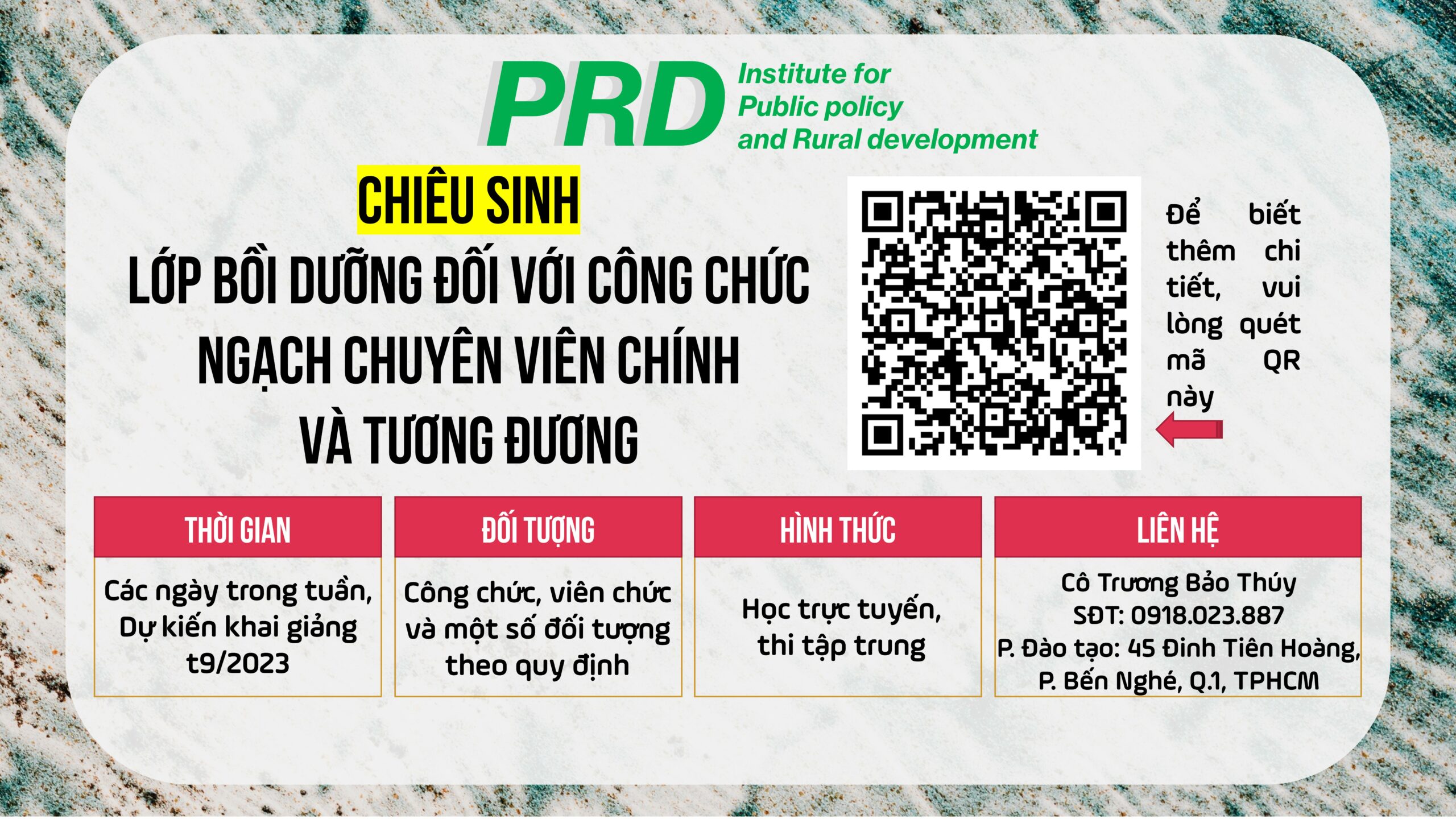 Chiêu sinh lớp Chuyên viên chính và tương đương