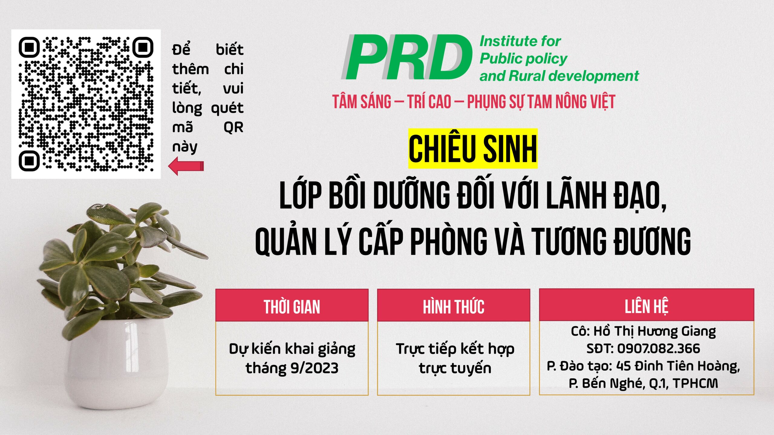 Chiêu sinh Lớp bồi dưỡng đối với lãnh đạo, quản lý cấp phòng và tương đương