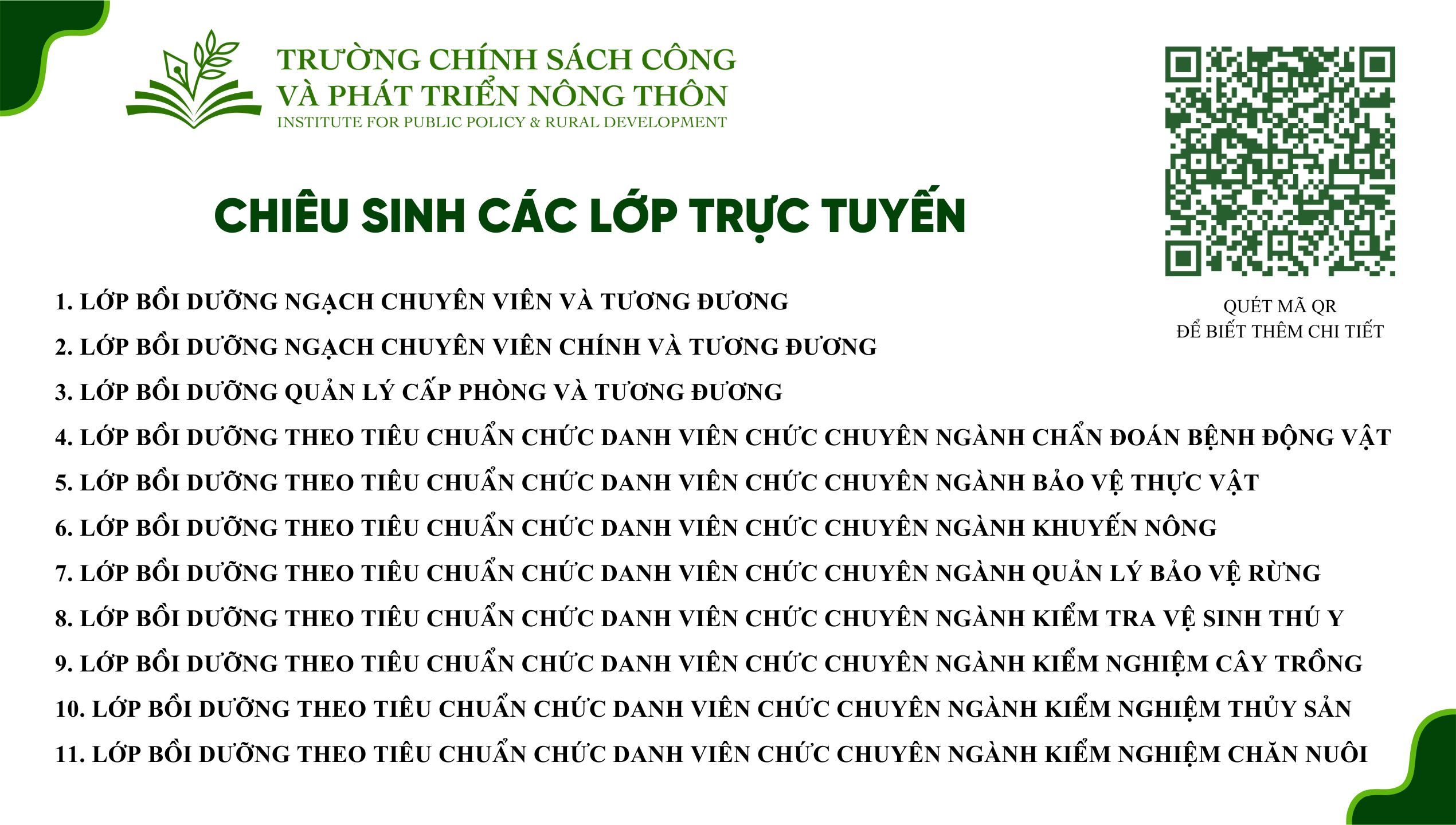 Chiêu sinh các lớp hạng, ngạch (Hình thức học trực tuyến)