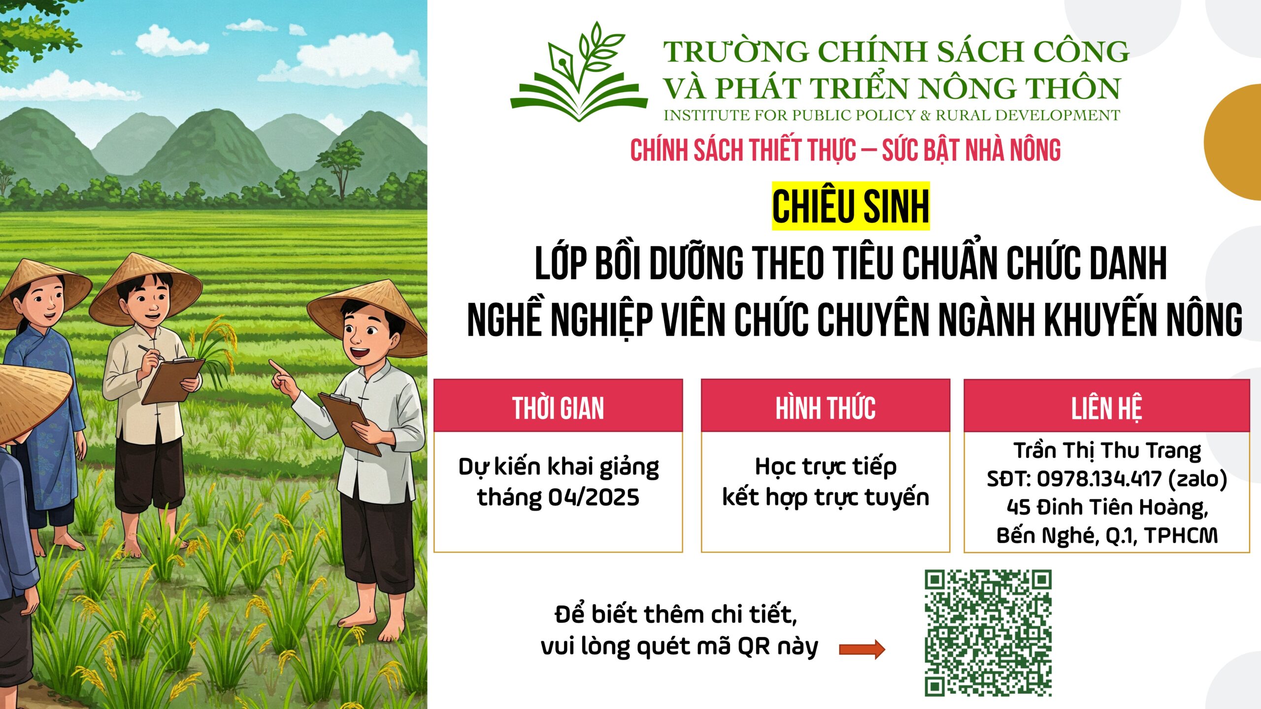 Lớp bồi dưỡng theo tiêu chuẩn chức danh nghề nghiệp viên chức chuyên ngành khuyến nông năm 2025