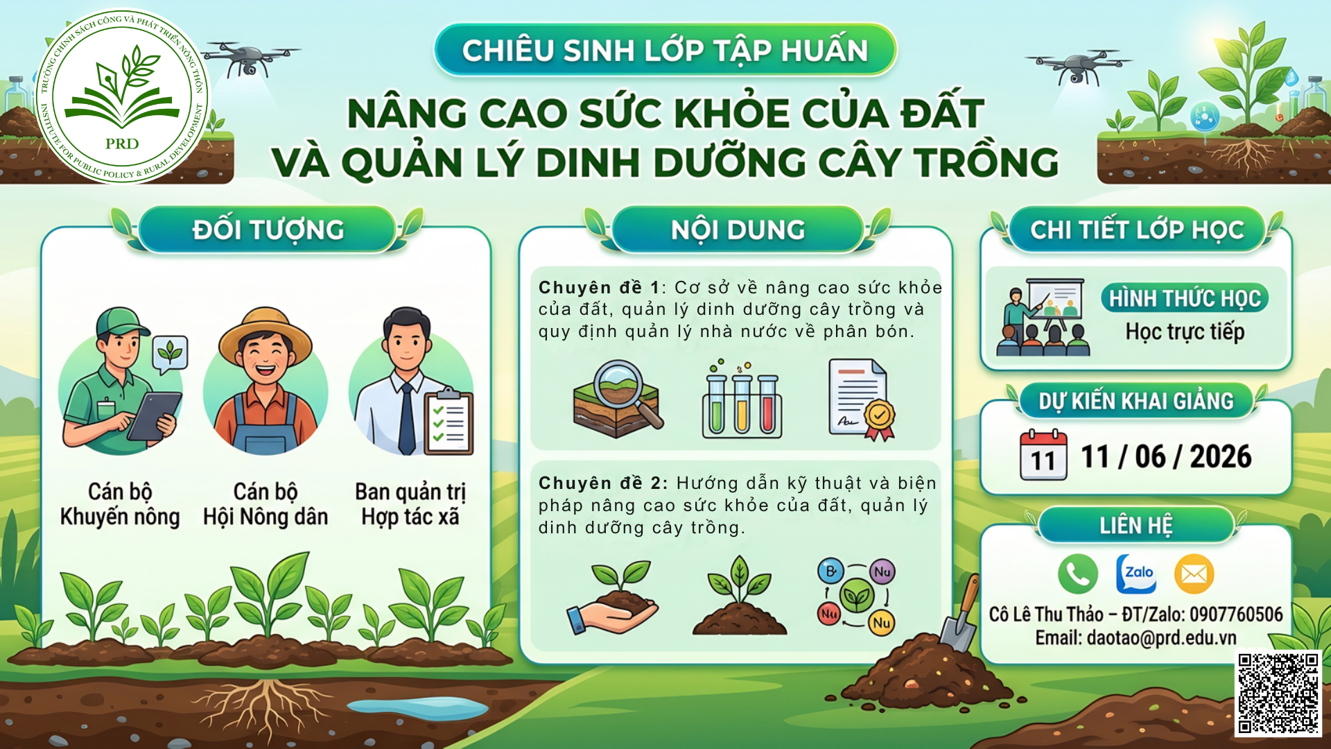 THÔNG BÁO CHIÊU SINH LỚP TẬP HUẤN: “NÂNG CAO SỨC KHỎE CỦA ĐẤT VÀ QUẢN LÝ DINH DƯỠNG CÂY TRỒNG”