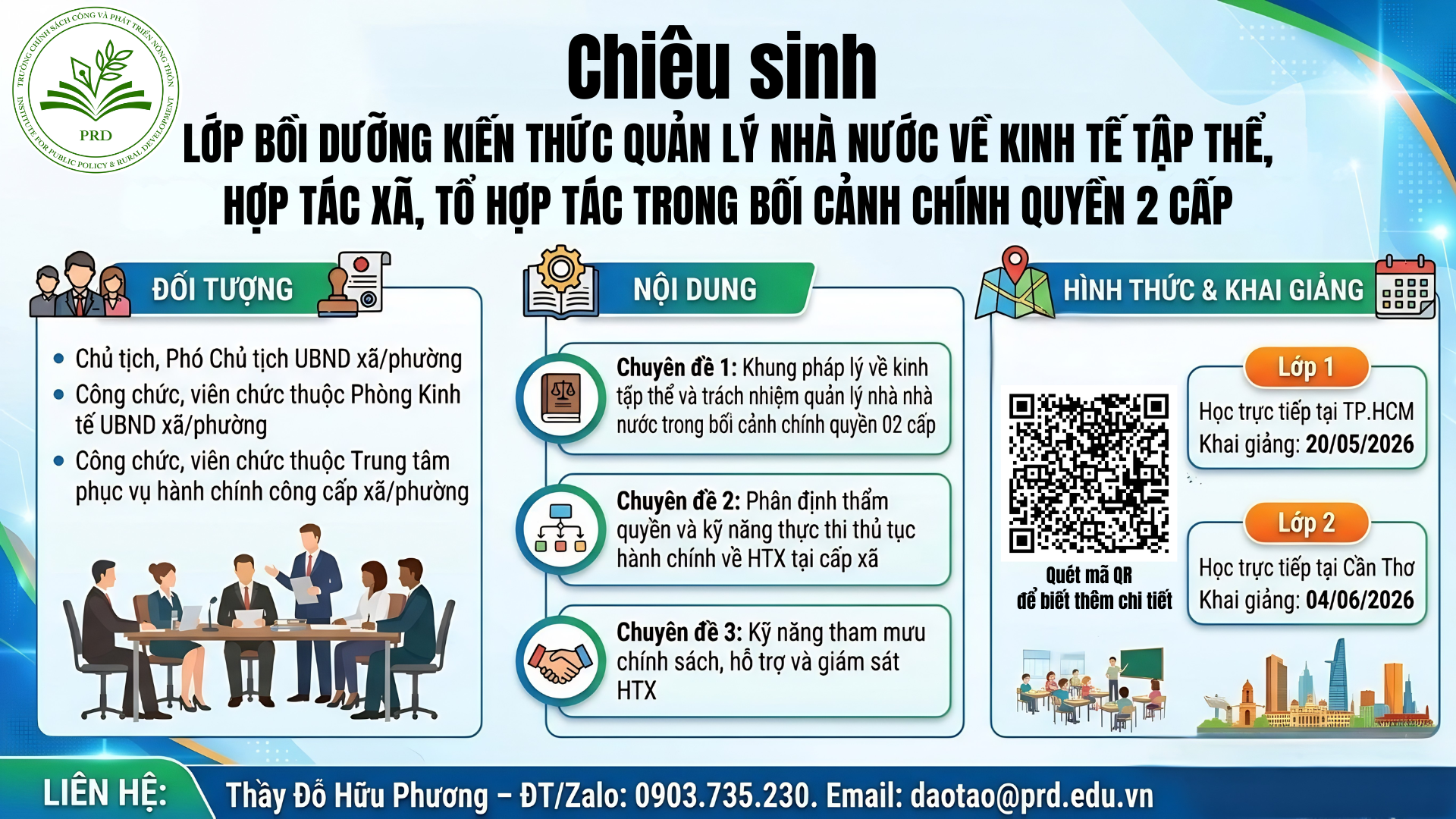 📢 THÔNG BÁO CHIÊU SINH: Lớp Bồi dưỡng kiến thức Quản lý nhà nước về Kinh tế tập thể, Hợp tác xã trong bối cảnh chính quyền 2 cấp