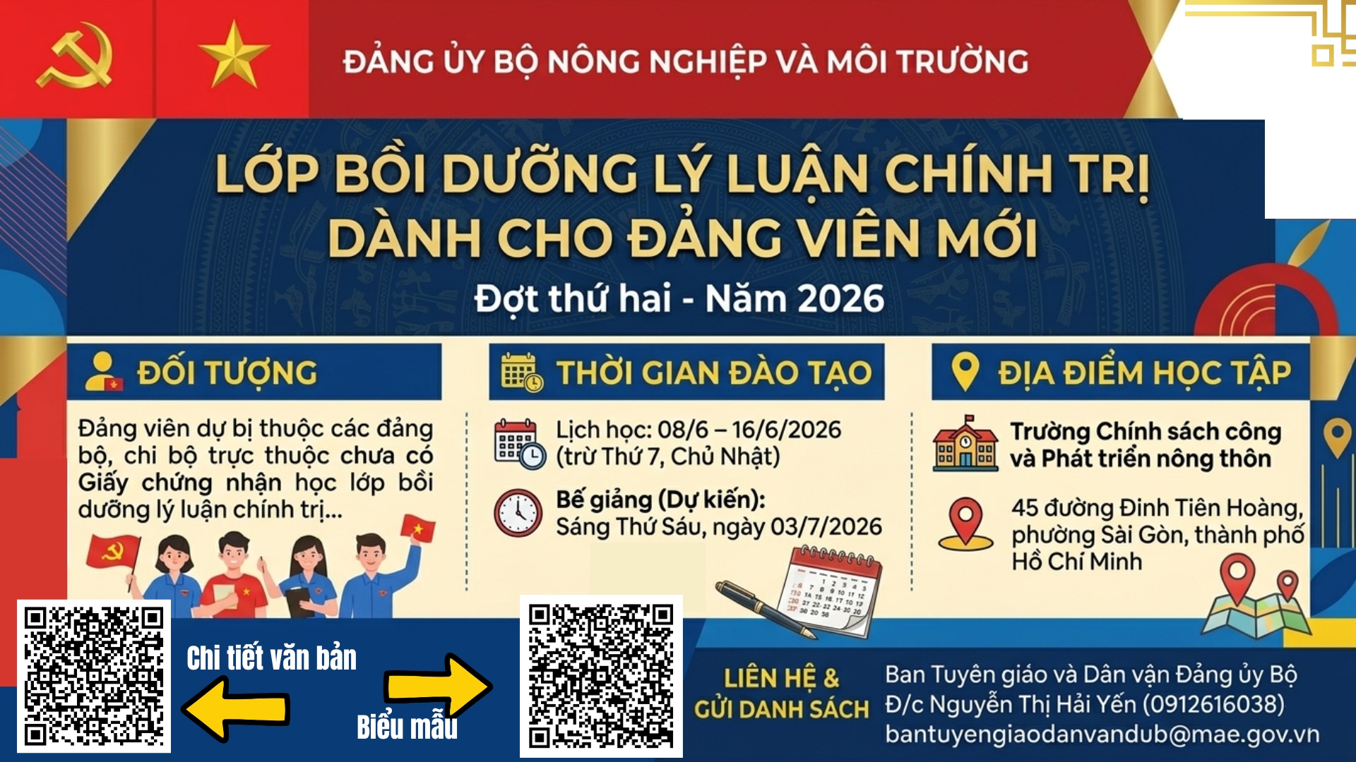 Thông Báo Mở Lớp Bồi Dưỡng Lý Luận Chính Trị Dành Cho Đảng Viên Mới – Đợt 2 Năm 2026