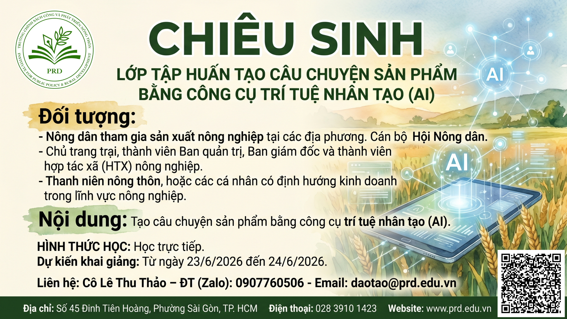 Khóa Tập Huấn: Tạo Câu Chuyện Sản Phẩm Nông Sản Bằng Trí Tuệ Nhân Tạo (AI)
