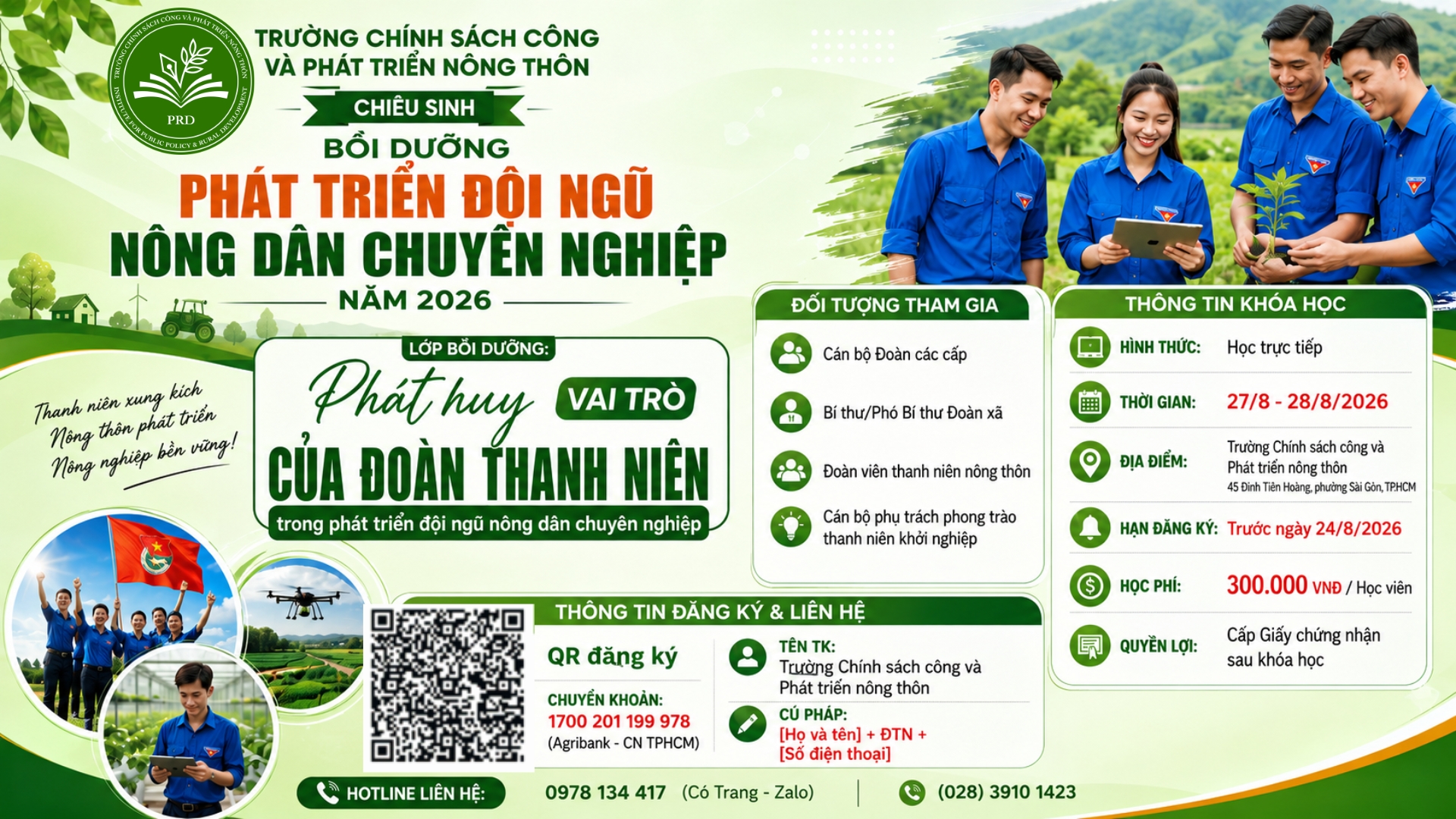Chiêu Sinh Lớp Bồi Dưỡng Đoàn Thanh Niên & Nông Dân Chuyên Nghiệp 2026