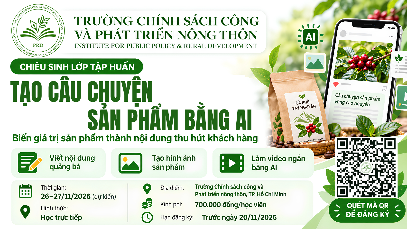 Chiêu sinh lớp tập huấn: Tạo câu chuyện sản phẩm bằng công cụ trí tuệ nhân tạo (AI)
